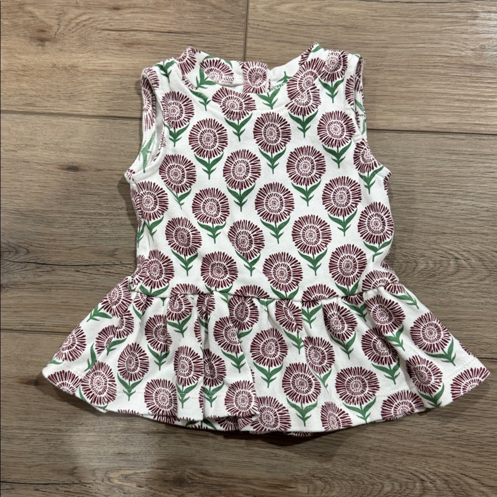 Kate Quinn sleeveless drop waist gathered top mountain berry daisy 6-12m